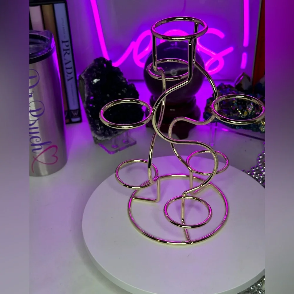 Gold color Multi-Sphere Tower Holder Crystals Rocks Precious Gem Sphere Holder